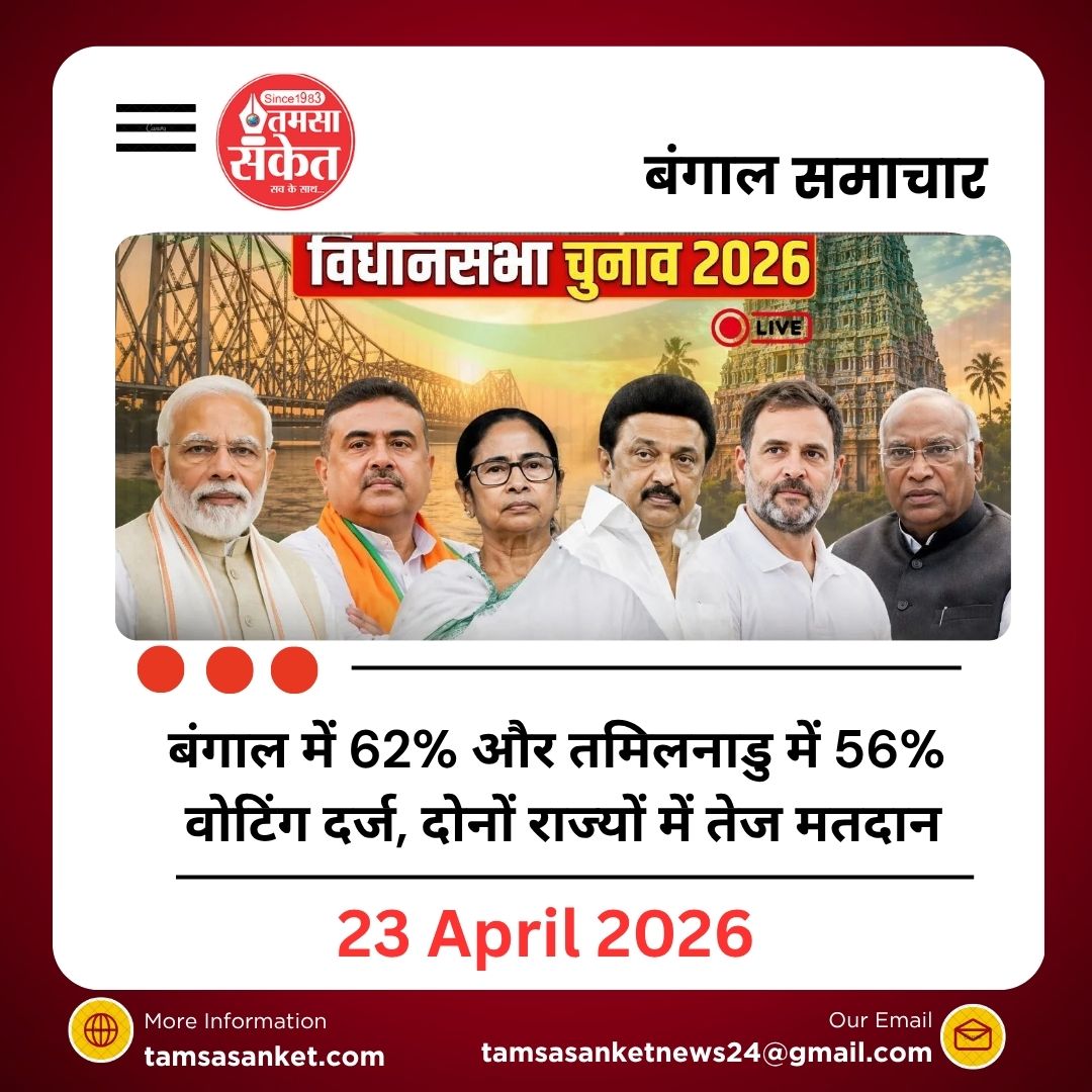 दोपहर 1 बजे तक बंगाल में 62% और तमिलनाडु में 56% वोटिंग दर्ज