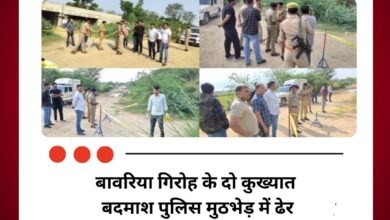 बावरिया गिरोह के दो कुख्यात बदमाश पुलिस मुठभेड़ में ढेर, 50 हजार का था इनाम