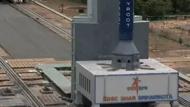 स्काईरूट एयरोस्पेस का विक्रम-1 रॉकेट श्रीहरिकोटा से लॉन्च होते हुए।