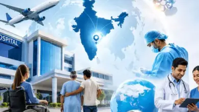 भारत के अस्पताल में इलाज कराते विदेशी मरीज, मेडिकल टूरिज्म का प्रतीक।