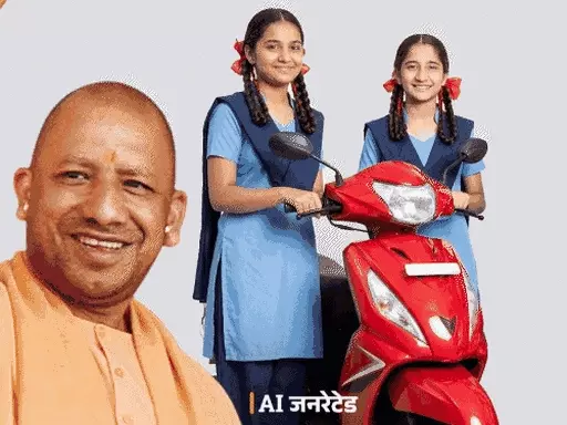 उत्तर प्रदेश की छात्राओं के लिए शुरू की गई रानी लक्ष्मीबाई स्कूटी योजना का प्रतीकात्मक चित्र।