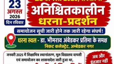अंबेडकरनगर में स्थानांतरण-समायोजन की मांग को लेकर शिक्षामित्रों का आंदोलन