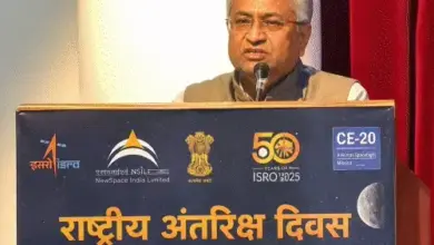 राष्ट्रीय अंतरिक्ष दिवस कार्यक्रम में चंद्रयान-3 पर जानकारी देते एमआर राघवेन्द्र
