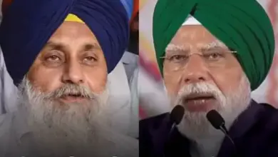 प्रधानमंत्री नरेंद्र मोदी और सुखबीर सिंह बादल की दिल्ली में हुई मुलाकात का दृश्य।