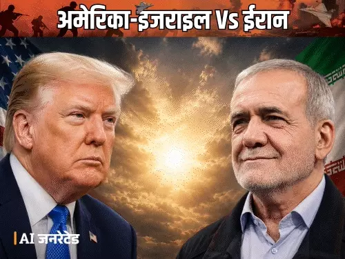 अमेरिकी राष्ट्रपति डोनाल्ड ट्रम्प का रक्षा उत्पादन और राष्ट्रीय सुरक्षा पर बयान देते हुए सांकेतिक चित्र।