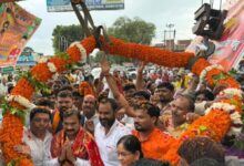 अंबेडकरनगर में भाजपा नेता दिलीप पटेल का स्वागत