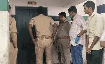 अंबेडकरनगर के पीएमश्री कंपोजिट विद्यालय में PRD जवान की मौत के बाद घटनास्थल पर पुलिस
