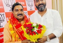 अंबेडकरनगर भाजपा कार्यालय अटल भवन में अमरजीत मौर्य के स्वागत समारोह की तस्वीर