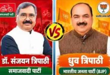अंबेडकरनगर में शिक्षक निर्वाचन से पहले भाजपा और सपा प्रत्याशियों के बीच चुनावी मुकाबले को दर्शाती तस्वीर।