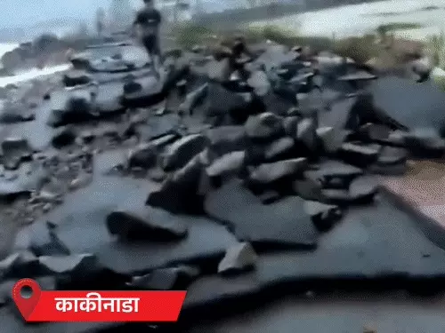 चक्रवात अर्नब के बाद आंध्र प्रदेश के तटीय इलाकों में जलभराव और तेज हवाओं से हुई तबाही।