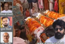 लखनऊ के सआदतगंज ट्रिपल मर्डर मामले में मृतकों के घर के बाहर शोक और प्रदर्शन का माहौल