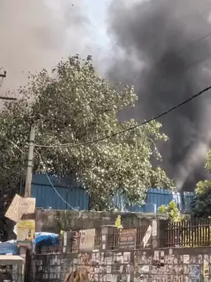 - नोएडा के सेक्टर-125 में एमिटी यूनिवर्सिटी के सामने चाय-नाश्ते की दुकानों में लगी आग पर काबू पाती दमकल की गाड़ियां।