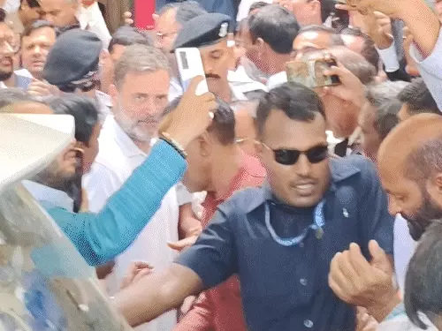मानहानि मामले में सुल्तानपुर की MP-MLA कोर्ट के फैसले के बाद राहुल गांधी के समर्थन में जश्न मनाते कांग्रेस कार्यकर्ता।