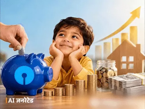 SBI हर घर लखपति योजना में बच्चे के नाम पर RD निवेश और मासिक बचत का प्रतीकात्मक चित्र।